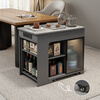 YIGESHA sofa side cabinet, high-end light luxury side table, mobile tea table, kettle, integrated table, tea bar machine, balcony tea table, coffee table, gray retractable side cabinet