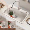 Ye Yu quartz stone sink integrated single-slot kitchen sink under-counter basin wash basin large single-slot dishwashing built-in A (basic package) cream color 50*43