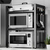 GIOIO thickened countertop kitchen microwave storage rack retractable multi-layer rice cooker oven household storage artifact black three-layer telescopic 6 hooks