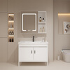 Jomoo's new bathroom space aluminum washbasin cabinet combination bathroom bathroom cabinet washbasin integrated ceramic floor-standing washbasin 5036 ceramic basin + floor cabinet + ordinary mirror cabinet
