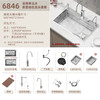 TOTO5MM embossed SUS304 stainless steel primary color large single-slot household kitchen sink multi-functional under-counter dishwashing basin 68*46 top with (digital display chlorine removal full copper faucet)