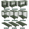 Military green mobile cage combat readiness material turnover vehicle wheeled mobile pallet thickened field picture box rotational molding box with handle 1500 deep mesh cage