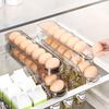 Shijiaji rolling egg storage box refrigerator with side door for egg cartons, automatic rolling egg rack holder for rolling egg cartons, egg compartments, 2 transparent black (can hold about 30 eggs), automatic rolling filling of eggs