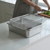 Shuangshan 304 stainless steel dish basin drain basket large single slot deep basin medium basin large square dish drain rack set vegetable preparation basin + drain basket