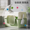 Extra large cat litter box, fully enclosed anti-splash cat toilet deodorant tablets, anti-sand cat litter box pet supplies, green, next day delivery from Beijing warehouse, open/closed dual use, free cat litter scoop + deodorizing bag, no mat