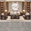 Chinese family purple sandalwood solid wood sofa combination living room winter and summer dual-purpose sofa new Chinese style storage furniture 1+1+3+coffee table
