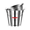 Slop bucket dry and wet separation kitchen leftovers drain bucket filter leaky bucket stainless steel portable kitchen residue filter bucket 8L with lid + drain basket with water ladle