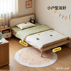Genji Muyu Children's Furniture Solid Wood Children's Bed Bedroom Organic Leather Soft Covered Bedside Backrest 1.2 Meter Teenage Bed Boys Girls Single Bed Children's Soft Back Bed (Organic Leather Milky White) 1500*2000mm