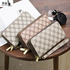 Kangaroo 2025 New Long Wallet Women's Fashion Printed Large Capacity Double Zipper Multifunctional Wallet Multiple Card Slots Flower Brown (Free Wristband)