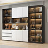 Solid wood wine cabinet with glass door against the wall, multi-functional all-in-one cabinet for the restaurant, simple and fashionable, same style, Huashi, gray and white, free delivery, home package installation, made of solid wood, style 16 280*40*220