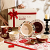 Sherry French wedding tableware set engagement wedding gift for the bride red high-end bowls and plates housewarming gift box 17-piece set for 4 people with ribbon gift box exquisite gift box | can be steamed and baked