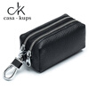 Casa-kups light luxury style large capacity key bag double layer soft men and women multifunctional card bag coin purse key bag home first layer black