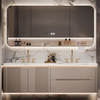 Royal Ceremony New Slate Hot-Bent Integrated Double Basin Modern Bathroom Smart Washing and Washing Table Integrated Bathroom Cabinet Combination Slate Hot-Bent Integrated Basin + Intelligent Beauty Mirror Cabinet 1.8 Meter Double Basin