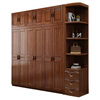 Woodisen walnut solid wood wardrobe home bedroom modern simple small apartment wardrobe large capacity storage storage cabinet combination multiple hanging areas five-door wardrobe