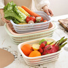 Burden home use new rectangular hollow drain basket fruit basket plastic vegetable washing basket kitchen thickened Nordic green thickened with hanging holes extra large 39.5*28*10cm