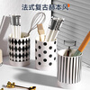 Tang Zong Chopsticks Hepburn style ceramic chopstick barrel (polka dot) high-looking drainable with base chopstick cage chopstick holder C5346