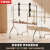 Yizhigu Universal TV Stand Home Movable Wood Art Floor Cart Living Room Bedroom Stainless Steel TV Stand Perforated Board Hanger Universal Belt Brake Wheel 32-75 Inch Stainless Steel + Single-layer Walnut Pallet + Silent Anti-Slip Universal Wheel
