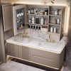 Royal Ceremony New Slate Hot-Bent Integrated Double Basin Modern Bathroom Smart Washing and Washing Table Integrated Bathroom Cabinet Combination Slate Hot-Bent Integrated Basin + Intelligent Beauty Mirror Cabinet 1.8 Meter Double Basin