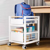 Xingao Shengtang school bag storage rack with wheels movable desk trolley book placement rack artifact book pearl white extra large + wheels three layers