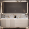 Royal Ceremony New Slate Hot-Bent Integrated Double Basin Modern Bathroom Smart Washing and Washing Table Integrated Bathroom Cabinet Combination Slate Hot-Bent Integrated Basin + Intelligent Beauty Mirror Cabinet 1.8 Meter Double Basin