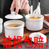 Meikejie soup and steamed egg bowl ceramic stew pot with lid for household, commercial and hotel stew soup pot for one person, 2 pieces, 5-inch white ton cup