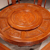 Longwei Foshan rosewood dining table and chair combination, new Chinese style carved solid wood storage round large dining table for home use, rosewood, one table and six chairs, 1.3 meters, free turntable + tempered glass