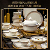 Yang Qintang bowl household 2025 new high-end bone china tableware set bowl and plate combination Jingdezhen ceramic dishes housewarming gift Hilton | high temperature underglaze color | leather box packaging 66 pieces