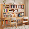 Huixun solid wood double desk bookshelf integrated table home children's study table living room simple computer table student writing desk walnut color # desk 180cm*60cm*80cm total height 190cm