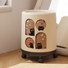 Miaoli living room trash can household new style medieval style light luxury high-end large capacity high-looking bathroom with wheels removable round - cute panda pop-up lid - with wheels