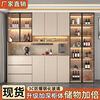 Solid wood wine cabinet with glass door against the wall, multi-functional all-in-one cabinet for the restaurant, simple and fashionable, same style, Huashi, gray and white, free delivery, home package installation, made of solid wood, style 16 280*40*220
