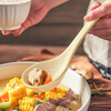 National style ceramic soup spoon with short handle, large spoon, household soup spoon, large soup spoon, porridge spoon, exquisite and high-end, high temperature firing, creamy yellow
