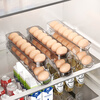Shijiaji rolling egg storage box refrigerator with side door for egg cartons, automatic rolling egg rack holder for rolling egg cartons, egg compartments, 2 transparent black (can hold about 30 eggs), automatic rolling filling of eggs
