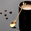 Fat Donglai's same style spoon for cups, stainless steel coffee stirring spoon, cute dessert leaf spoon, small round spoon, square head, medium handle leaf spoon, gold (mug)