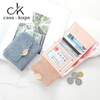 Casa-kupsCK genuine leather wallet women's short 2025 new retro frosted leather niche design coin purse card holder all in one compact blue