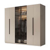 Qiaolop solid wood wardrobe bedroom home simple modern minimalist simple cabinet rental light luxury storage large wardrobe 220*60*200 glass mixed side cabinet six door khaki door installation