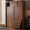 Morelax all solid wood sliding door wardrobe walnut color home bedroom modern simple small apartment log style oak wardrobe 1.8 meters sliding door wardrobe door delivery + installation