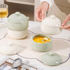 Persson steamed egg bowl ceramic household with lid, water-proof steamed egg custard, baby and children's food supplement, special steaming bowl, stew pot, yogurt bowl, milky white - 5-inch binaural stew pot 350ml