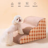 Zhizhou pet stair bed steps dog stair slope non-slip removable and washable pet stair mats pet dog steps beige-pet climbing ladder three steps 56*40*35