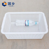 Guxiang thickened vegetable washing basket hollow plastic basket storage basket hot pot delivery turnover box side dish frame basket basket rectangular vegetable box large kitchen vegetable washing drain basket storage basket white No. 6 basket 456*360*137mm