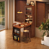 Solid wood sideboard bar table retractable storage partition integrated cabinet living room small apartment sofa side cabinet bar table combination walnut color
