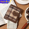Ye Yu's new original cute Mao Ni Bear Wallet 2025 Autumn Plaid Short Lightweight Card Holder Wallet Large Capacity Women Houndstooth Black Regular Style