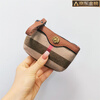 GUIG Germany imported quality genuine leather coin purse European and American printed cowhide with canvas zipper exquisite ladies wallet hand held brown