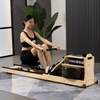 He Jiagong Intelligent Hydromagnetic Dual-Resistance Rowing Machine Home Gym Silent Folding Exercise Aerobic Equipment Rowing Machine Wood Color