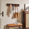 Qinggu solid wood piano key clothes hanger wall hanging coat rack wall hanging clothes hook bag rack entrance door wall clothes hook 35MM thickened walnut color 10 hooks 71CM*1