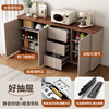 Yuanting solid wood sideboard integrated wall cabinet living room kitchen storage storage cabinet multi-functional tea cabinet tea side cabinet warm white + walnut countertop 140cm solid wood + arc corners (three doors and three drawers)