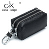 Casa-kups light luxury style large capacity key bag double layer soft men and women multifunctional card bag coin purse key bag home first layer black