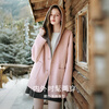 Xiangying pure wool double-sided hooded coat for women 2025 winter new woolen gray pink contrast woolen coat light gray S 155/80A/85-95 catties