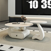 Seaworthy slate coffee table living room light luxury high-end 2025 new tea table tea table modern simple small apartment coffee table combination combination black frame white cabinet bright white slate 80+50