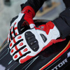 Seibertron Cybertronian motorcycle gloves winter riding motorcycle carbon fiber waterproof retro cold-proof warmth for men and women SPS-4P SPS-4P red and white eight-finger touch screen plus velvet model adult M corresponding to shoe size 40