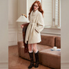 Bailuyu large lapel wool blended double-sided wool 25 new winter style elegant mid-length coat jacket for women beige M